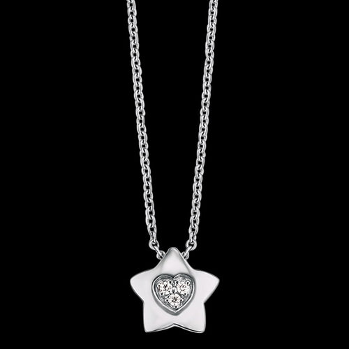 HERZENGEL CHILDREN'S SILVER STAR HEART PAVE CZ NECKLACE