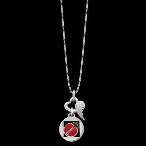 HERZENGEL CHILDREN'S SILVER LUCKY LADYBUG HEART WING NECKLACE