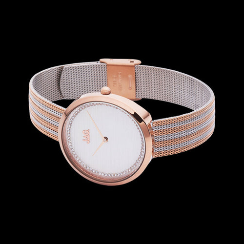 JAG LADIES TEGAN ROSE GOLD & SILVER WHITE DIAL WATCH - SIDE VIEW