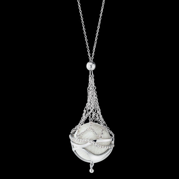 ENGELSRUFER SILVER PARADISE BASKET CZ EXTRA SMALL 50CM SOUNDBALL NECKLACE