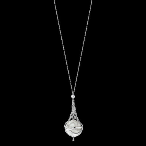 ENGELSRUFER SILVER PARADISE BASKET CZ MEDIUM 80CM SOUNDBALL NECKLACE