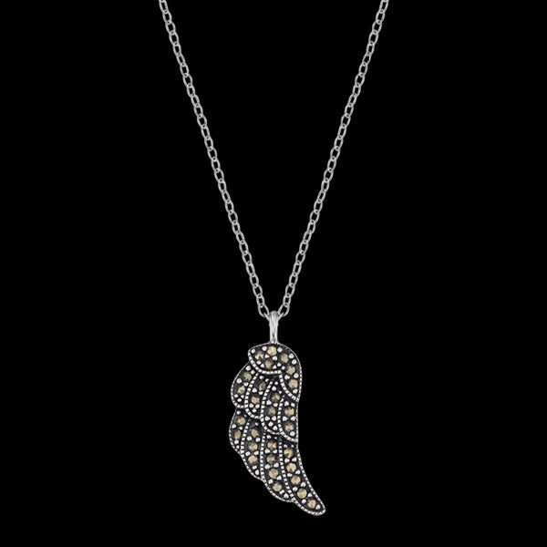 ENGELSRUFER SILVER MARCASITE LITTLE WING NECKLACE
