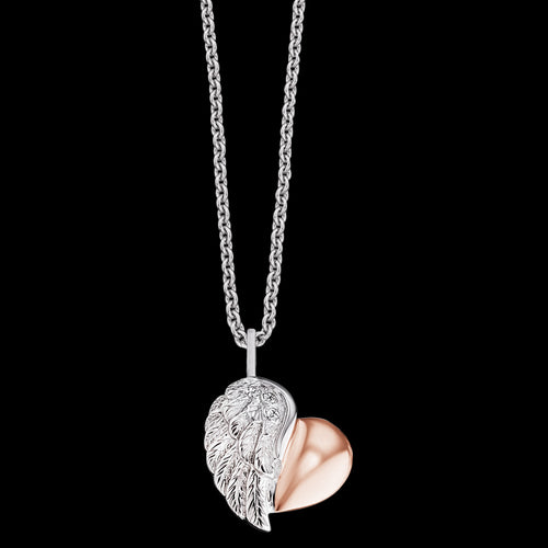 HEART & ANGEL WING SILVER ROSE GOLD NECKLACE | ENGELSRUFER AUSTRALIA