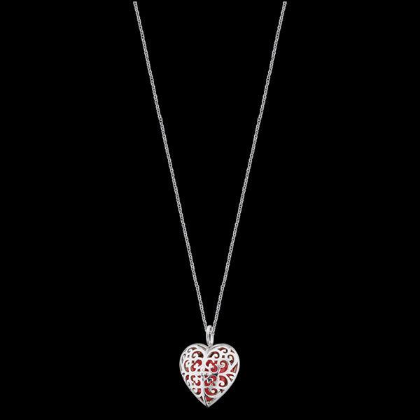 ENGELSRUFER SILVER RED HEART SOUNDBALL NECKLACE