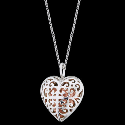 ENGELSRUFER SILVER ROSE GOLD HEART SOUNDBALL NECKLACE FRONT