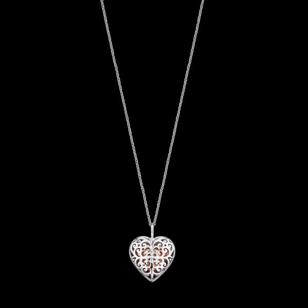 ENGELSRUFER SILVER ROSE GOLD HEART SOUNDBALL NECKLACE