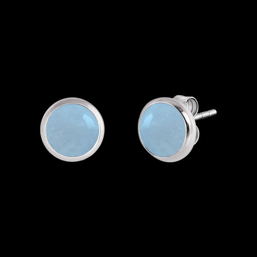 ENGELSRUFER SILVER AQUAMARINE 10MM STUD EARRINGS
