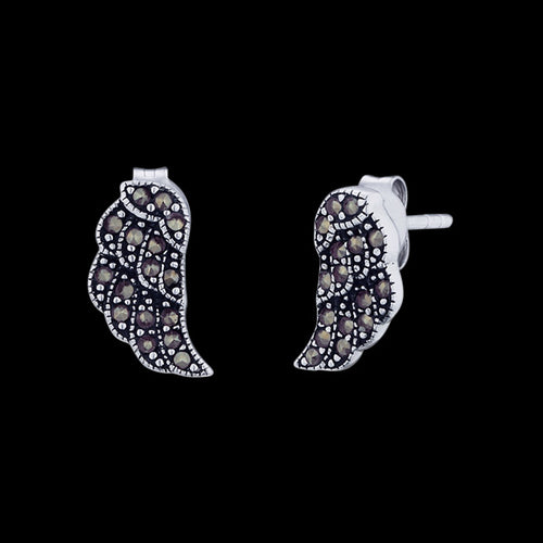 ENGELSRUFER SILVER MARCASITE WING STUD EARRINGS