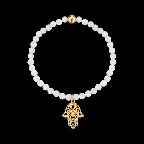 ENGELSRUFER GOLD HAND OF FATIMA MOONSTONE BRACELET