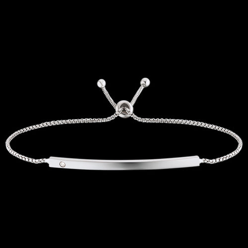 ENGELSRUFER SILVER ENGRAVABLE ADJUSTABLE ID CZ BAR BRACELET