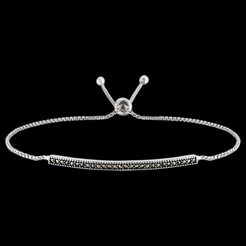 ENGELSRUFER SILVER STELLA ADJUSTABLE MARCASITE BAR BRACELET