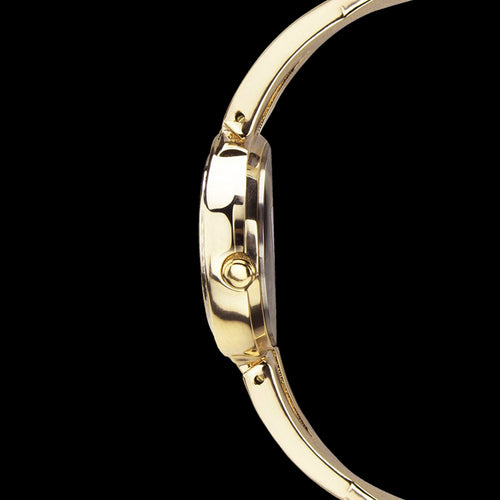 SEKONDA LADIES GOLD CROSSOVER CZ BEZEL WATCH - SIDE VIEW