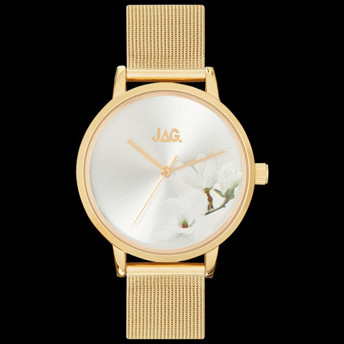 JAG LADIES MIA SILVER DIAL GOLD MESH WATCH