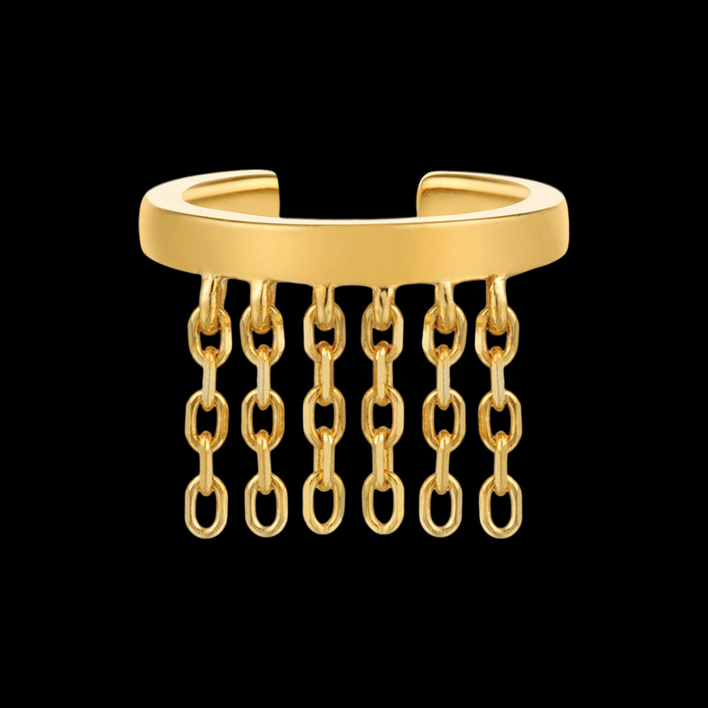 ANIA HAIE FRINGE APPEAL GOLD FRINGE FALL EAR CUFF - FRONT VIEW