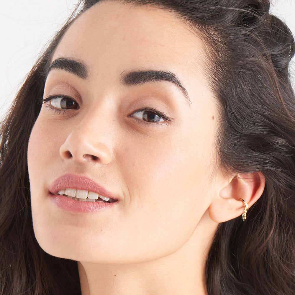 ANIA HAIE FRINGE APPEAL GOLD FRINGE FALL EAR CUFF - MODEL VIEW