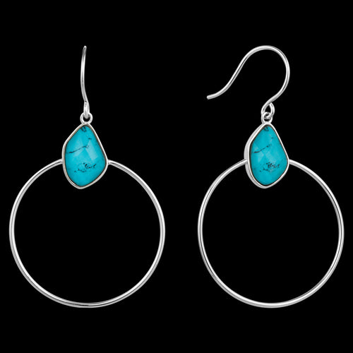 ANIA HAIE MINERAL GLOW SILVER TURQUOISE FRONT HOOP EARRINGS