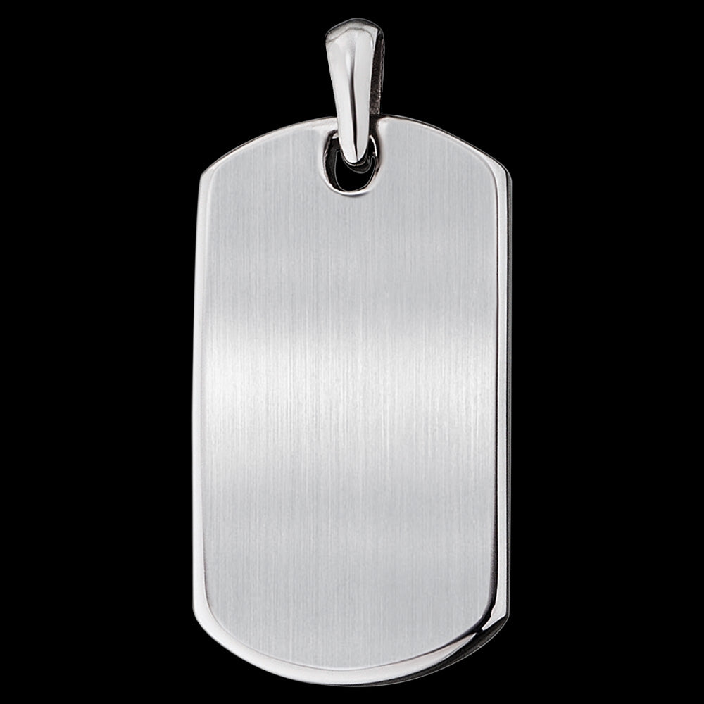 SAVE BRAVE MEN'S ROBERT STAINLESS STEEL POLISHED DOG TAG NECKLACE - CLOSE-UP