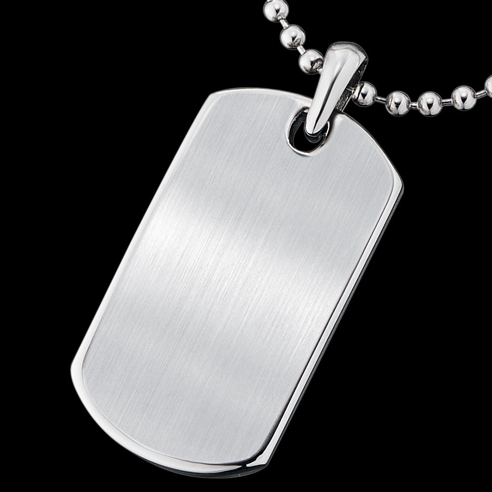SAVE BRAVE MEN'S ROBERT STAINLESS STEEL POLISHED DOG TAG NECKLACE