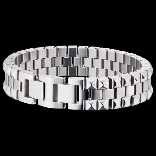 SAVE BRAVE MEN'S STEVEN STAINLESS STEEL PYRAMID BRACELET