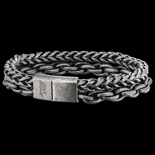 SAVE BRAVE MEN'S JUSTIN GUNMETAL STAINLESS STEEL BRACELET