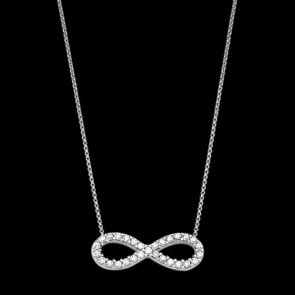 LUXXURY STERLING SILVER SMALL INFINITY PAVE CZ NECKLACE