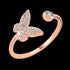 LUXXURY STERLING SILVER ROSE GOLD BUTTERFLY PAVE CZ ADJUSTABLE RING