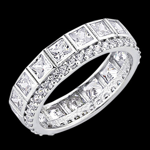 LUXXURY STERLING SILVER BAGUETTE ETERNITY RING