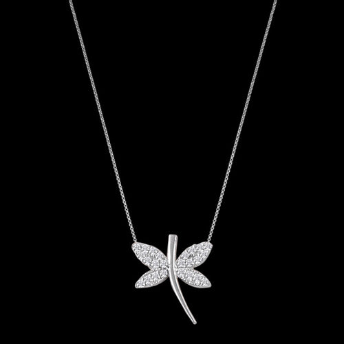 LUXXURY STERLING SILVER DRAGONFLY PAVE CZ NECKLACE