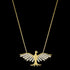 LUXXURY STERLING SILVER GOLD RISING PHOENIX BIRD PAVE CZ NECKLACE