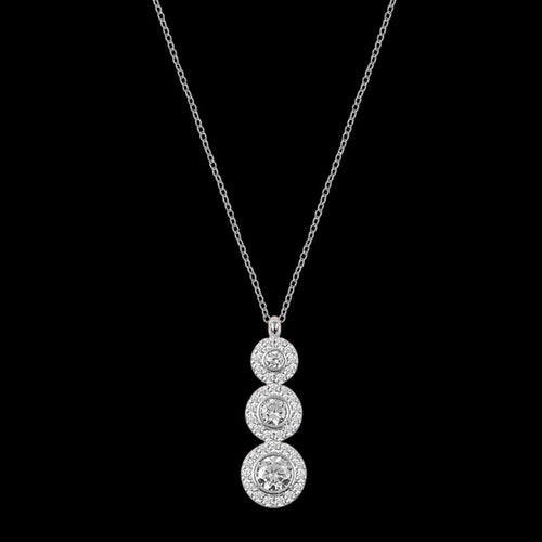 LUXXURY STERLING SILVER TRIPLE DROP CIRCLE PAVE CZ NECKLACE