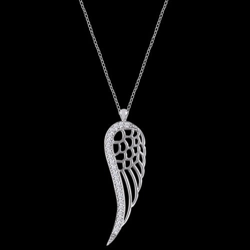 LUXXURY STERLING SILVER FILIGREE WING PAVE CZ NECKLACE