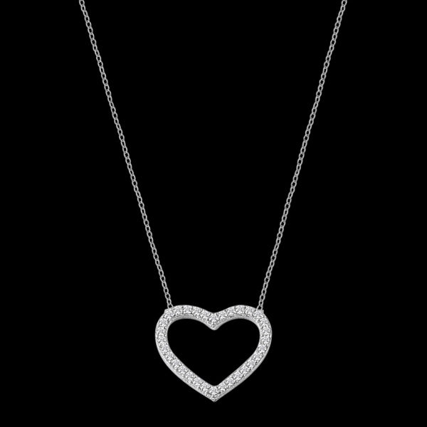 LUXXURY STERLING SILVER OPEN HEART PAVE CZ NECKLACE