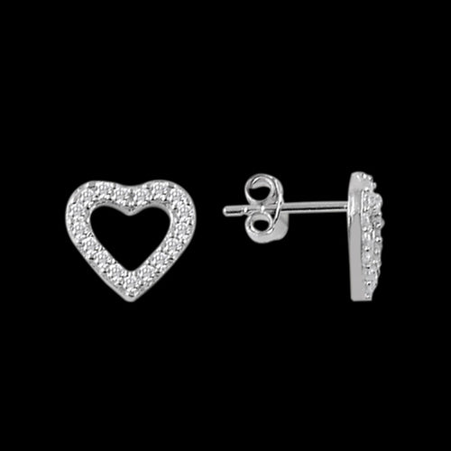 LUXXURY STERLING SILVER OPEN HEART PAVE CZ EARRINGS