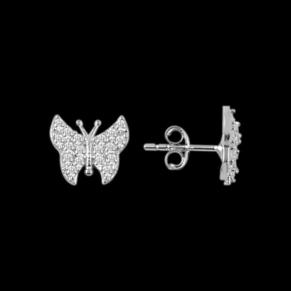 LUXXURY STERLING SILVER BUTTERFLY PAVE CZ EARRINGS