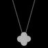 LUXXURY STERLING SILVER MODERN CLOVER PAVE CZ NECKLACE