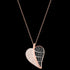 LUXXURY STERLING SILVER ROSE GOLD HEART LEAF FILIGREE PAVE CZ NECKLACE