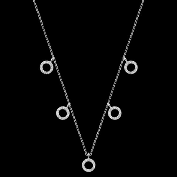 LUXXURY STERLING SILVER FIVE CIRCLES PAVE CZ NECKLACE