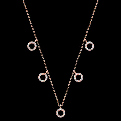 LUXXURY STERLING SILVER ROSE GOLD FIVE CIRCLES PAVE CZ NECKLACE