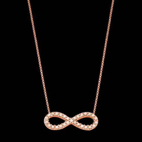 LUXXURY STERLING SILVER SMALL ROSE GOLD INFINITY PAVE CZ NECKLACE