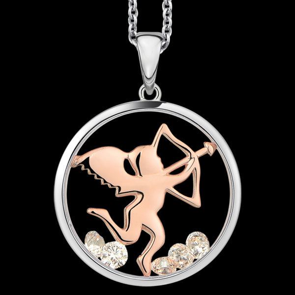 ASTRA BE MINE 20MM CIRCLE STERLING SILVER ROSE GOLD NECKLACE