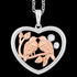 ASTRA LOVE BIRDS 20MM HEART STERLING SILVER ROSE GOLD NECKLACE