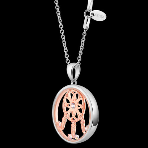 ASTRA DREAM CATCHER 20MM CIRCLE STERLING SILVER ROSE GOLD NECKLACE - SIDE VIEW