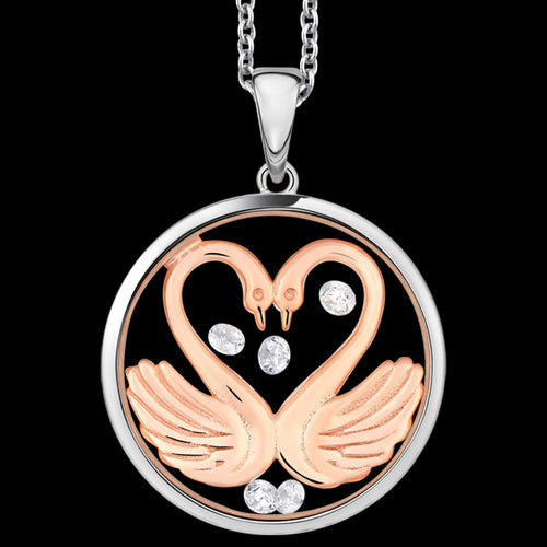 ASTRA MY SWEETHEART 20MM CIRCLE STERLING SILVER ROSE GOLD NECKLACE