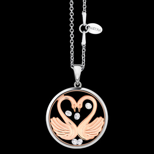 ASTRA MY SWEETHEART 20MM CIRCLE STERLING SILVER ROSE GOLD NECKLACE