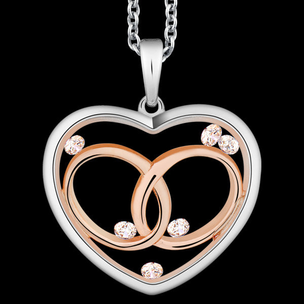 ASTRA FOREVER AND ALWAYS 20MM HEART STERLING SILVER ROSE GOLD NECKLACE