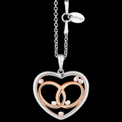 ASTRA FOREVER AND ALWAYS 20MM HEART STERLING SILVER ROSE GOLD NECKLACE