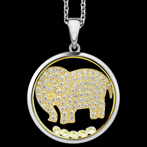 ASTRA LOYAL COMPANION ELEPHANT 20MM CIRCLE STERLING SILVER GOLD NECKLACE