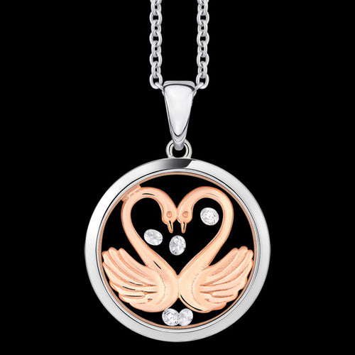 ASTRA MY SWEETHEART 16MM CIRCLE STERLING SILVER ROSE GOLD NECKLACE
