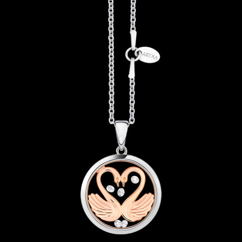 ASTRA MY SWEETHEART 16MM CIRCLE STERLING SILVER ROSE GOLD NECKLACE