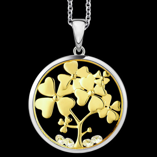 ASTRA TREE OF LOVE 20MM CIRCLE STERLING SILVER GOLD NECKLACE